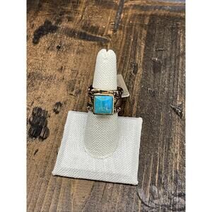 Barse Jubilee Stack Ring Trio- Turquoise-Bronze- 8-NWT